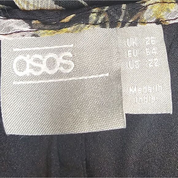 ASOS Design Wrap Waist Floral Midi Dress - Size 22 - Picture 9 of 10